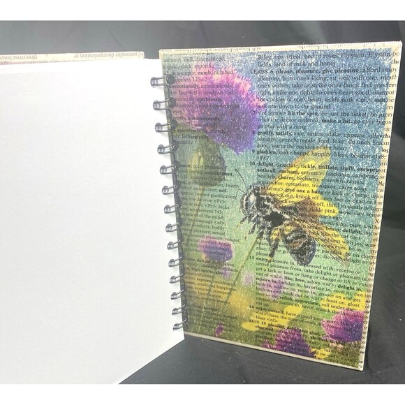 Journal Unique Bee Lover Designs Handmade Upcycled Spiral Notebook Honey 200 Pg - Picture 3 of 7